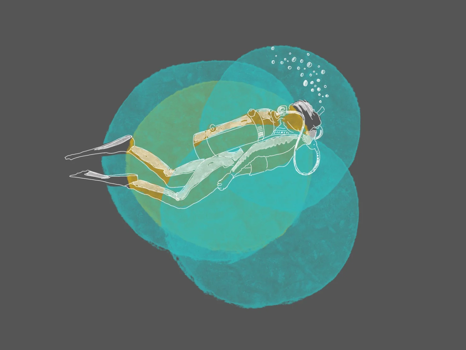 Illustration zeigt einen Taucher unter Wasser